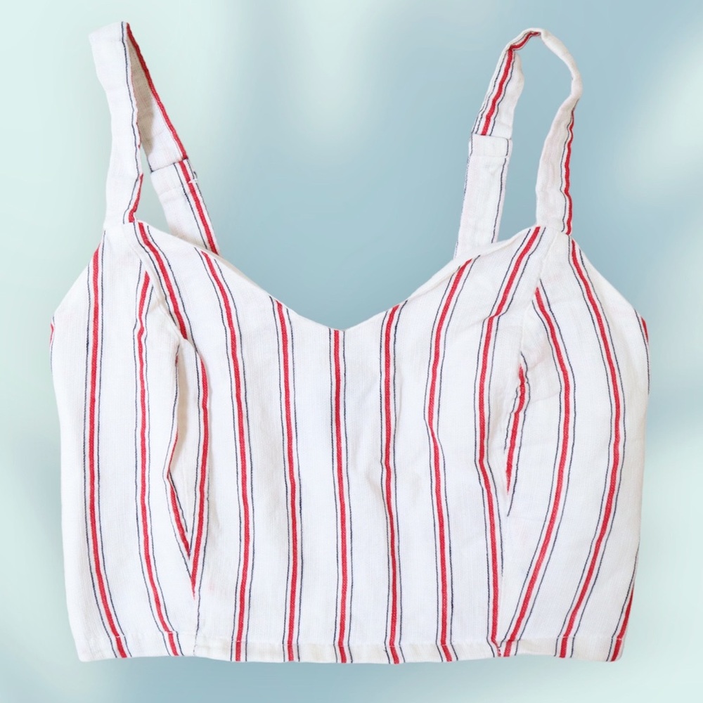 Forever 21 Linen Striped Pleated Crop Top